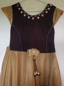 Girl's Party Dress - Gold & Navy