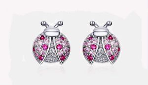 925 Silver Ladybug Earrings with Gemstone