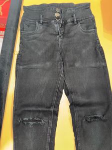 28 Waist Knee Ribbed Jeans For Women