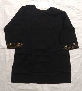Embroidered Black Tunic Top