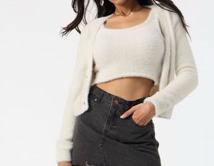 very Fluffy White Cropped Cardigan