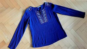 promod Blue Embroidered Tunic Top