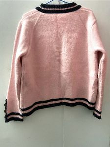 Korean-Style Light Pink Knit Cardigan