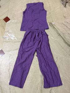 Lilac Embroidered Linen Set