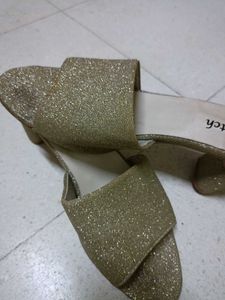 Golden Heeled Mules Used Twice only