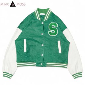 Premium Minx & Moss Green Varsity Jacket