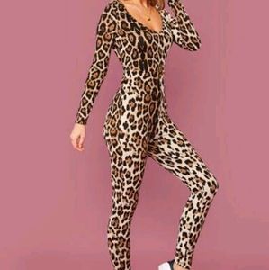 Shein Leopard Print Jumpsuit Dress