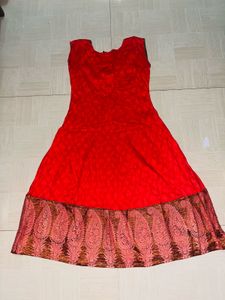 Red Printed Anarkali Kurti