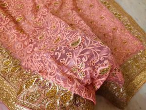 Elegant Pink Embroidered Saree