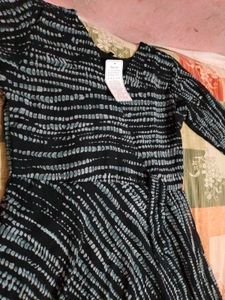 Black &amp; White Patterned Maxi Dress