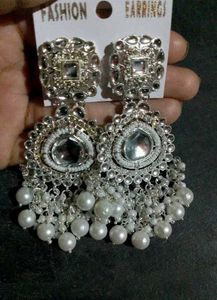 Statement Silver Pearl Earrings