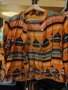 set with crop sleve top and full skirt