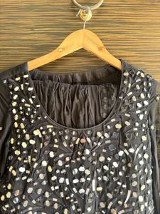 Black Embellished mirror work suit (check details)
