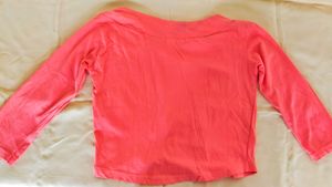 Peach Colour Cat Graphic Lace-up Top