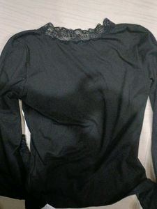 Lace Trimmed Black Top