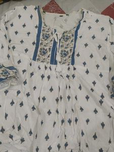 White Printed Kurta