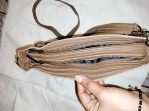 Brown Shoulder Bag with Chain Detail