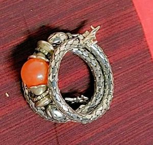 Silver and Red Bracelet