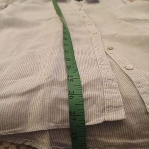 Tahari Linen Button-Down Shirt blue and white