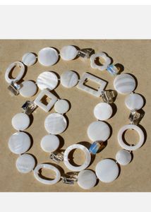Mother of pearl statement earing  necklace set