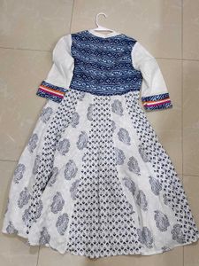 White &amp; Blue Paisley Anarkali Kurti