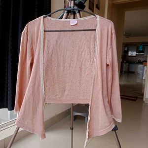 Vintage Crop tie up Nude Peach Top