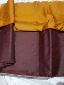 # Party Wear Maroon Silk Saree Golden Border.