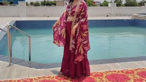 Three Piece Set Blouse Shrug And Sharara