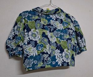 Floral Print Crop Shirt