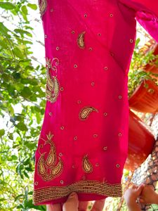Pink Kurti with Gold Embroidery