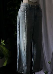 Wide Leg Embellished Jeans