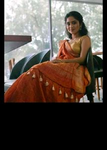 orange saree Gold Shimmer Blouse