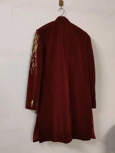 Maroon Embroidered Mens Sherwani