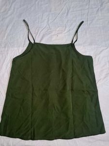 TRENDY STRAPPY SCOOP NECK OLIVE TOP