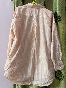 Peach Striped Boyfriend Fit Shirt