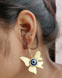 Evil Eye Gold Plated Flower Earrings