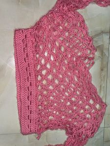Crochet Pink Long Sleeve Top