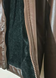 Unisex Brown Solid Leather Jacket🧥