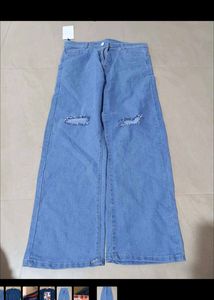 Ripped Wide Leg Jeans, Size 30