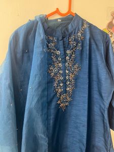 Blue Embellished Kurta