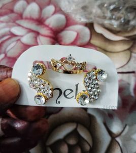 Crown Ring &amp; Crystal Ear Climber Set