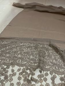 Golden Hijab Wid One Side Lace N Daimond