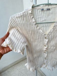 Cute Ruffled Button-Up Top