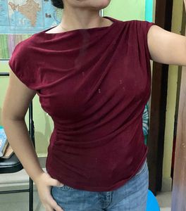 Maroon Draped Top