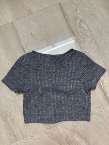 Grey Crop T-shirt