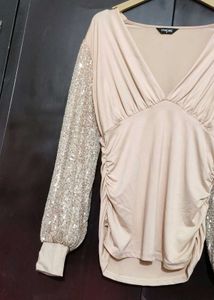 Nude Color Partywear Top For 34 Bust