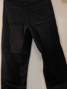 Black High Waisted Ripped Wide-leg Denim Jeans