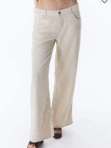 High Waist Wide Leg Beige Pants