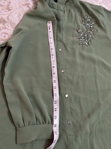 Olive Green Embellished Coordset