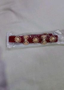Red Motiffs Studded Waist Belt
